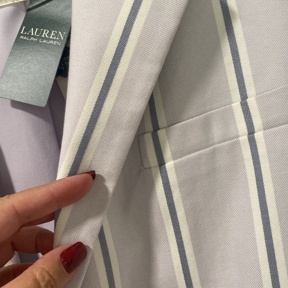 🆕Ralph Lauren Lauren Striped Blazer In Lavender Multi. Size 16 - Picture 5 of 12
